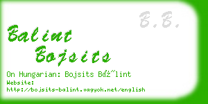 balint bojsits business card